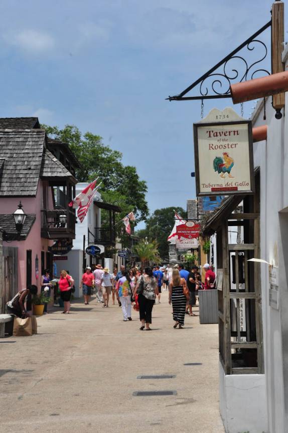Rua de pedestres em St Augustine, na Flórida - EUA